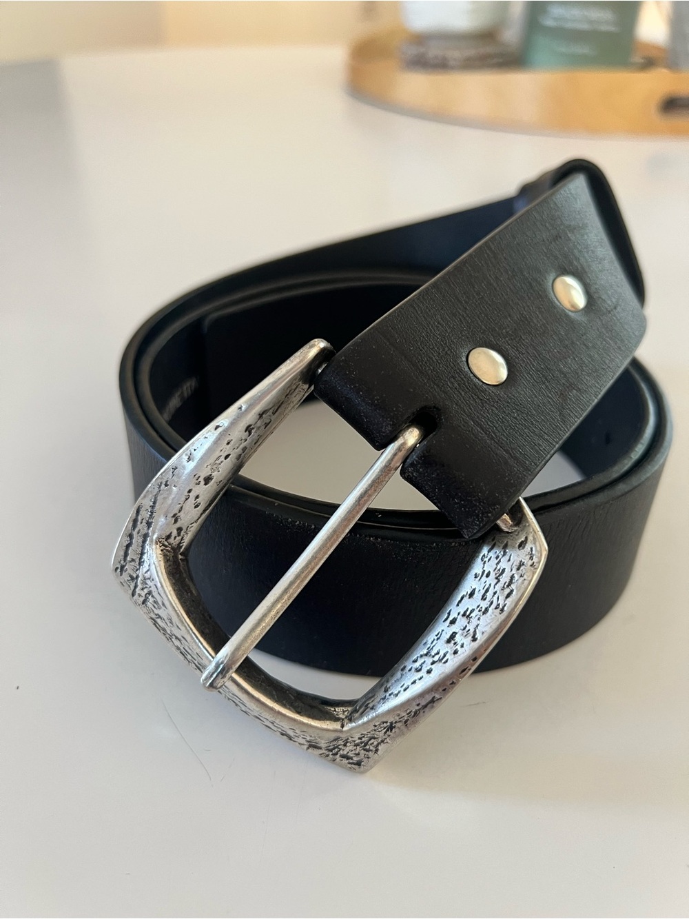 Sculptural leather belt silver western Silpada designs Italian leather size L